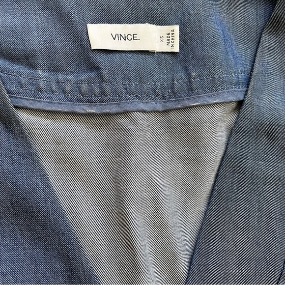 VINCE LYOCELL DENIM CHAMBRAY SHIFT DRESS SIZE XS SOPHISTICATED CHIC MINIMALIST - Picture 4 of 11